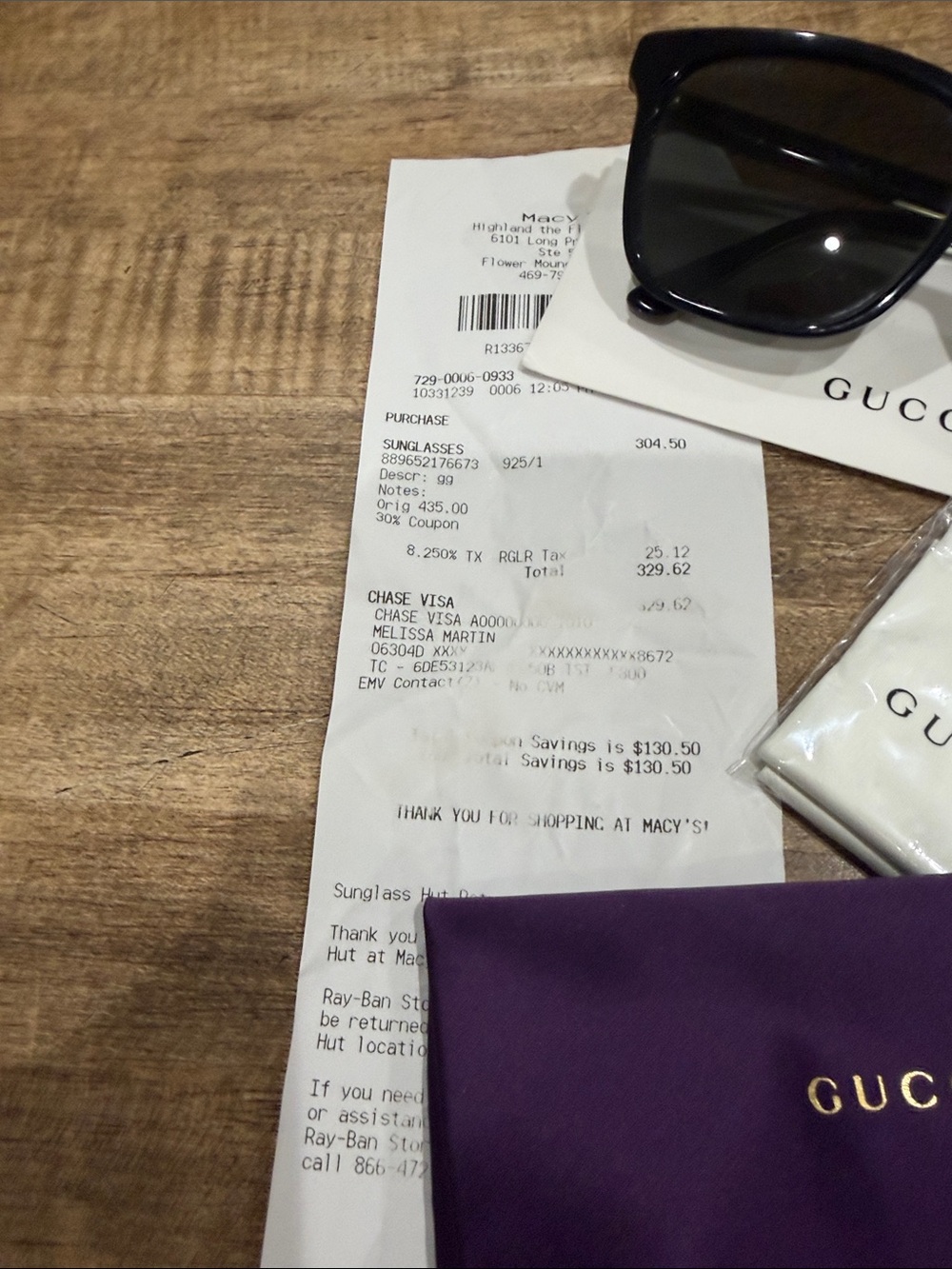 Gucci Black Sunglasses with Purple Branded Pouch and signature stripe sides - Picture 3 of 5